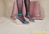 Femboy Pantyhose Feet in New High heels snapshot 1