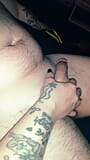 Tatted Husband stroking his dick for you snapshot 3