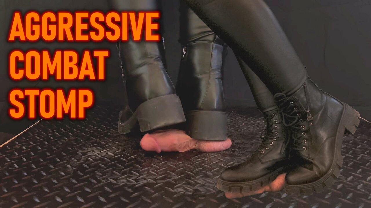 Aggressiv cbt stomping i svarta läder stridsstövlar med tamystarly - bootjob showjob ballbusting