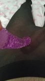 In pantyhose, rubbing my clit with vibrator until I cum. snapshot 9