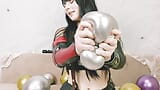 Tifa Lockhart from Final Fantasy talks dirty, blows balloons and pops them with her strong hands snapshot 15