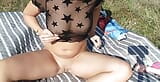 pussy and ass masturbation outdoors on a blanket snapshot 1