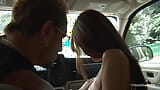 After giving a blowjob in a car the brunette was fucked at the guys place snapshot 4