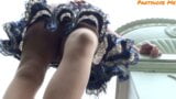 Lorine In Frilly Dress and Pantyhose On The Bridge Flashing With No Panties On snapshot 4