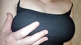 Super Close Up Big Natural Breast in Black T-Shirt snapshot 1