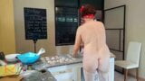 Nudist housekeeper Regina Noir cooking at the kitchen. Naked maid makes dumplings. Naked cooks. Voyeur camera. Part  4 snapshot 9