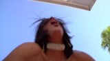 Brunette babe sucking and fucking on lounger snapshot 15