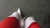 White thigh boots and the tightest red leggings i have snapshot 4