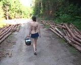 Walking without pantie in the wood snapshot 2