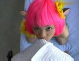 Asian girl with pink wig gives head snapshot 1