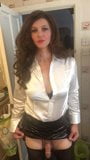 Transsexual dressed in satin blouse snapshot 5