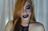 Heavy make-up trap with black lipstick mouth teases you snapshot 4