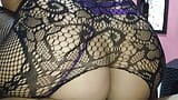 wearing the same bodystocking i used for the BD of my cuckold to fuck with my roomie sucking his cock and riding hard in pov snapshot 14