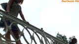 Lorine In Frilly Dress and Pantyhose On The Bridge Flashing With No Panties On snapshot 11