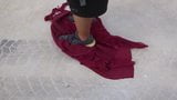 trample & clean shoes on red dress 6 snapshot 3