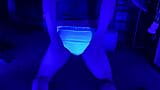 Sissy femboy shemale plays with her butt under blacklight snapshot 14