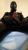 Cumshot in full rubber and gasmask snapshot 3