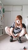 Japanese crossdresser maid gives a dildo in her anus all by herself. snapshot 1