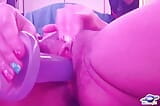 Saturn Squirt, cyan and pink with hairy pussy masturbation, with pussy cream. snapshot 20