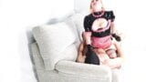 Latex MAID gets gets choked whilst riding her dom boss - Preview Clip snapshot 6