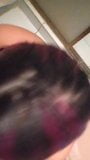 Purple haired girl caught showering sucks snapshot 7