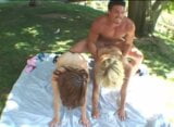 Two sexy whores gets fucked by a lucky stud on a table snapshot 19