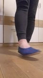 Blue leather gymnastic slipper play with a dildo snapshot 2