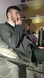 delikanlı sikikleri etten içinde takım elbise ve sigara içiyor snapshot 3
