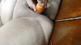 Carrot masturbating pussy leads to creamy mess and orgasm snapshot 7