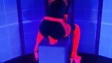 Solo pee masturbation under black light in neon lingerie snapshot 9