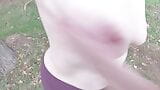 Quickie - Barefoot titslapping outdoors snapshot 5