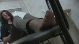 Dark nylon feet tease on chair snapshot 14