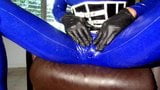 masturbation in my blue latex catsuit with condom snapshot 3