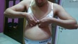 Sexy Sissy crossdresser femboy in white bra-pantie. snapshot 9