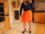 Blue blouse and orange skirt snapshot 7