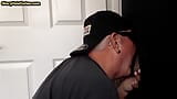 Gloryhole loving mature gay sucks cock in homemade BJ snapshot 5