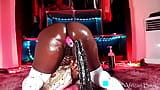 Ebony Size Queen sitting on a 12 inch plastic penis - I love when you worship my big bubble butt i need you inside snapshot 11