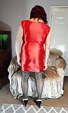 Hot slut tv tight slutty red satin dress. snapshot 2