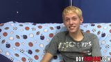 Interviewed blonde twink Kenny Monroe wanking off and cums snapshot 13