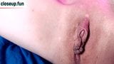 Masturbation of a large open clitoris close-up snapshot 18