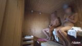 Asian girl fucked by a stranger in a mixed sauna snapshot 4