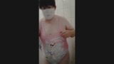 Chubby Femboy at Shower in Cute Swimsuit snapshot 1