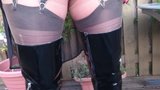 Thigh boots and layered in the garden snapshot 3