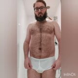 Hairy chastity bear pisses his tighty whities snapshot 5