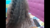 Linda colombiana rizada hairjob y semen en el cabello, cabello largo snapshot 11