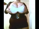 Incredible giant big tits posing on webcam snapshot 1