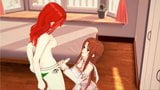 Yuuki Asuna gets fucked by redheaded lesbian with a strapon. snapshot 1