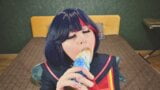 Ryuko Mati wurde von nacktem Lehrer in alle Löcher gefickt, bis anal Creampie - Cosplay klk gespenstisches Boogie snapshot 5