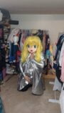 Kigurumi Layered Breathplay Cosplay Shiny Silver Dress PVC snapshot 12