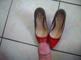 Cum on new red heels of my wife snapshot 4